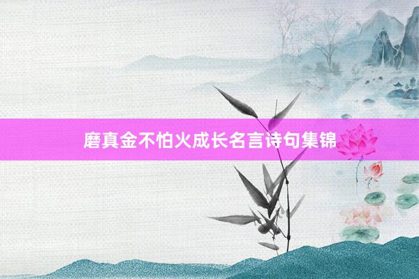 磨真金不怕火成长名言诗句集锦